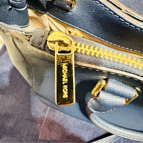 Michael Kors Satchel in Blue with Elegant Gold Tone Accents Crossbody Bag - Picture 9 of 14